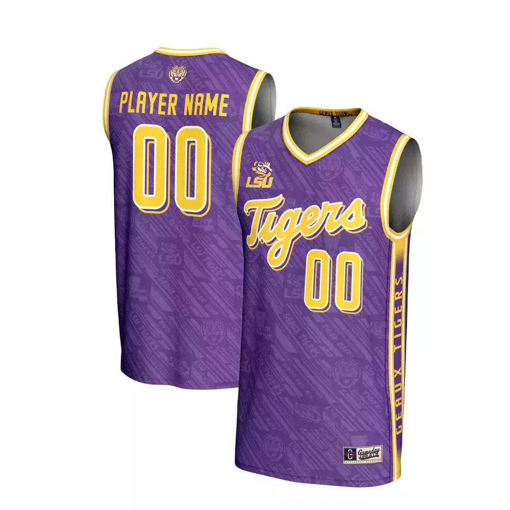 Lsu Tigers Jersey Purple Custom Design Yellow All Stitched Vapor