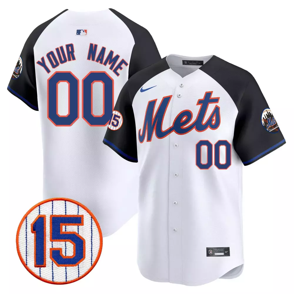Custom New York Mets Jersey White Team Men Alternate Black Orange Blue Vapor Premier