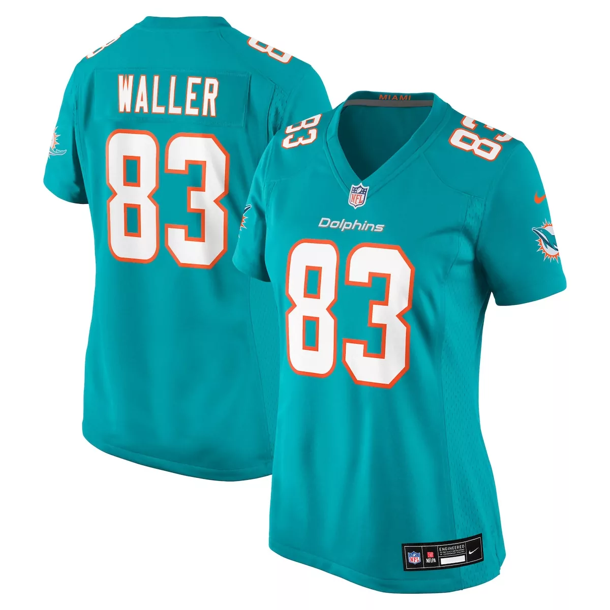 Darren Waller 83 Dolphins Jersey Teal Women Replica White Orange Game