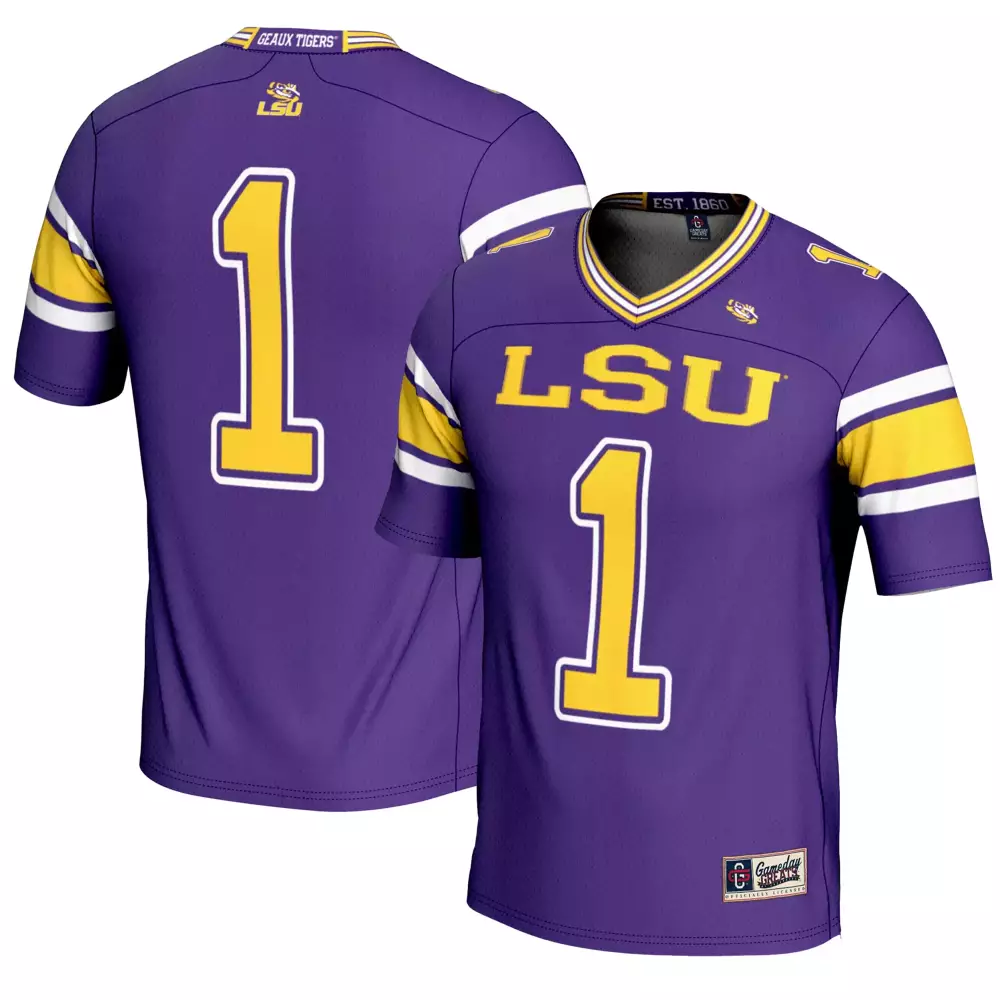 Geaux Tigers 1 Lsu Jersey Purple Men Gold White All Stitched Vapor