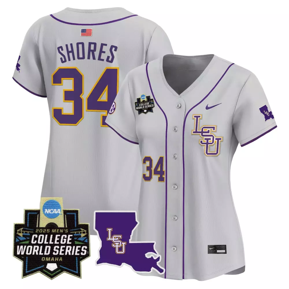 Shores College 34 Lsu Jersey White World Series 2025 Women Purple Gold Vapor Premier