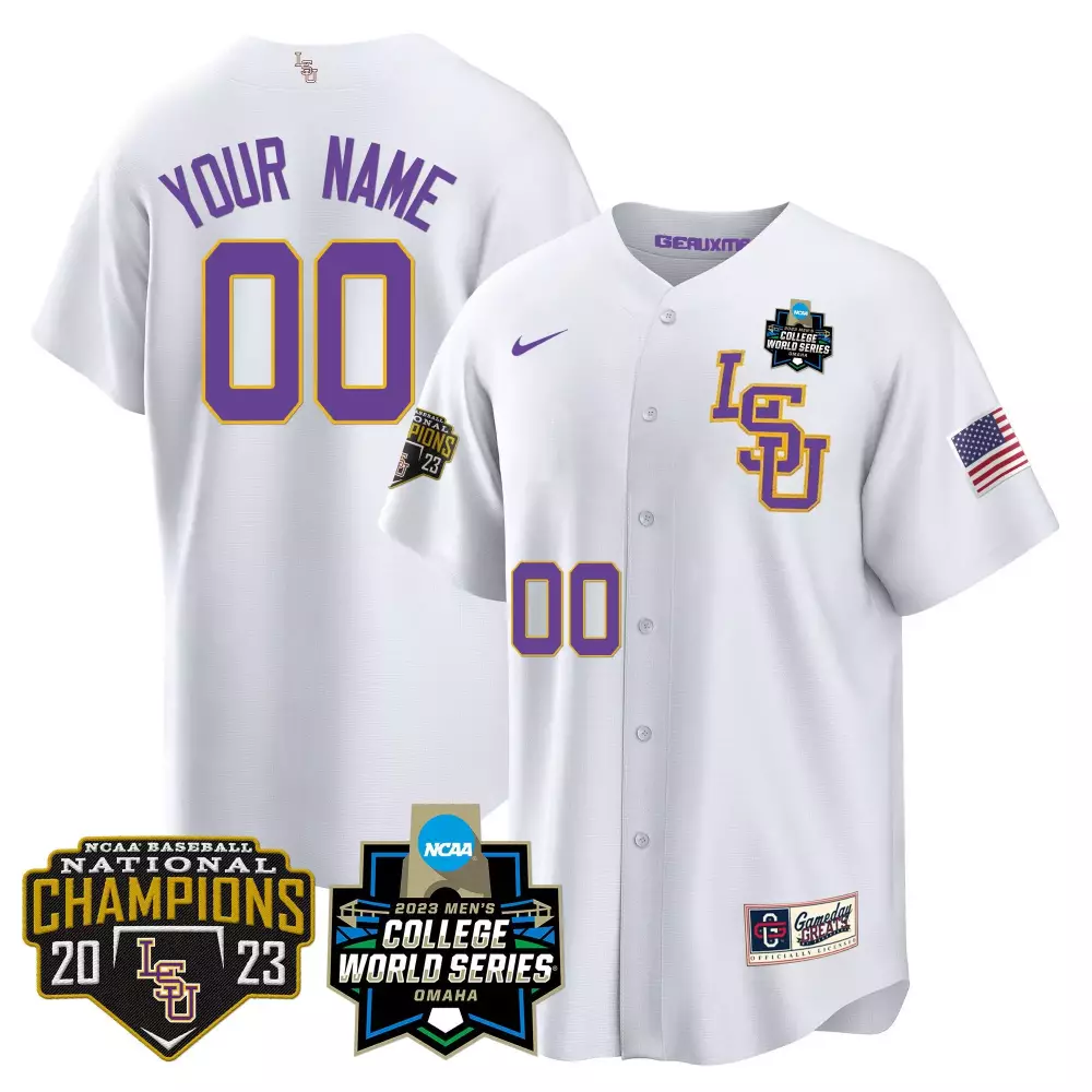 Custom Lsu Jersey White College World Series Baseball National Champions 2023 Men