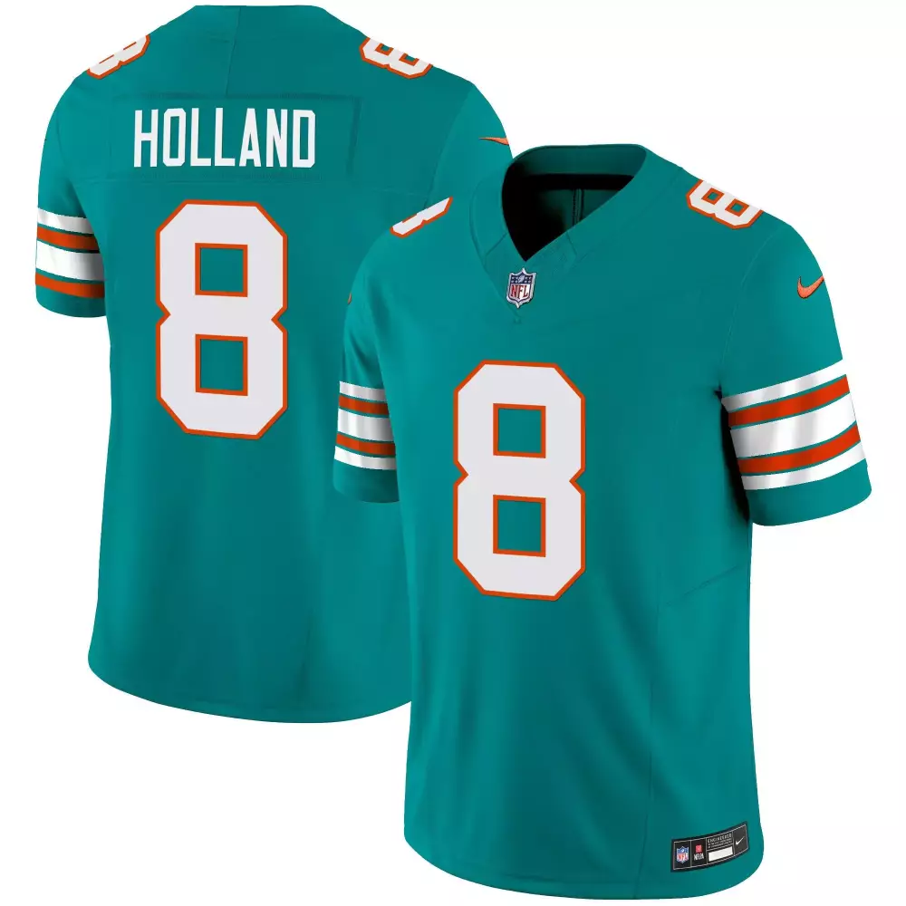 Jevon Holland 8 Miami Dolphins Jersey Teal Men Authentic Orange White Alternate Vapor