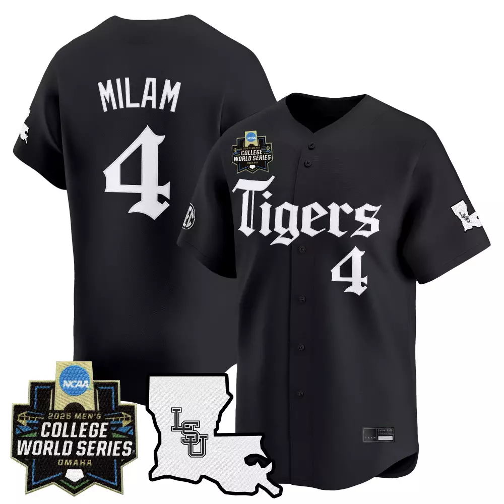 Milam College 4 Lsu Tigers Jersey Black World Series Men White Vapor
