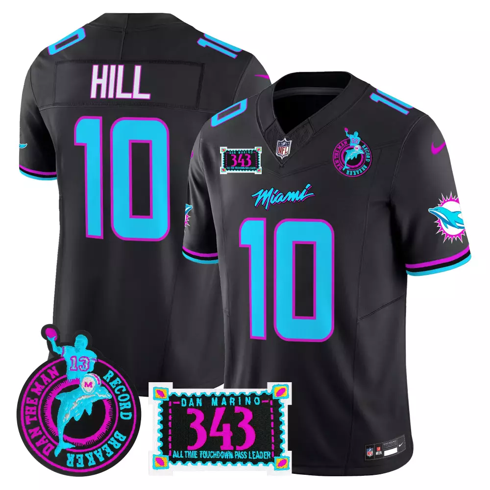 Tyreek Hill 10 Miami Dolphins Jersey Black Aqua Camo Dan Man Record Breaker Men Alternate