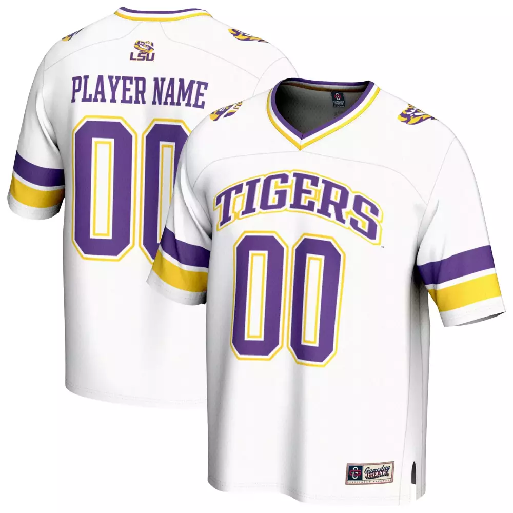 Lsu Tigers Jersey White Men Purple Yellow All Stitched Vapor