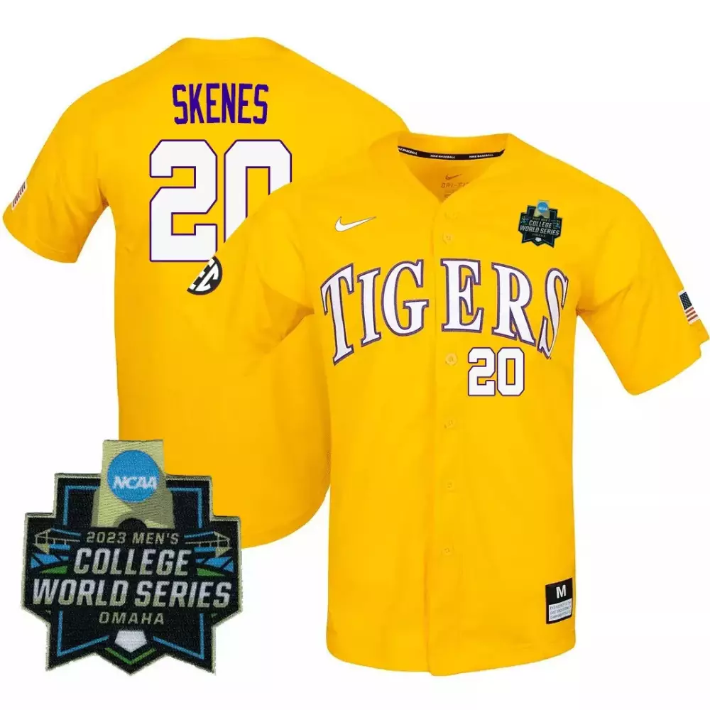Paul Skenes 20 Tigers Jersey Yellow 2023 Men Purple White All Stitched