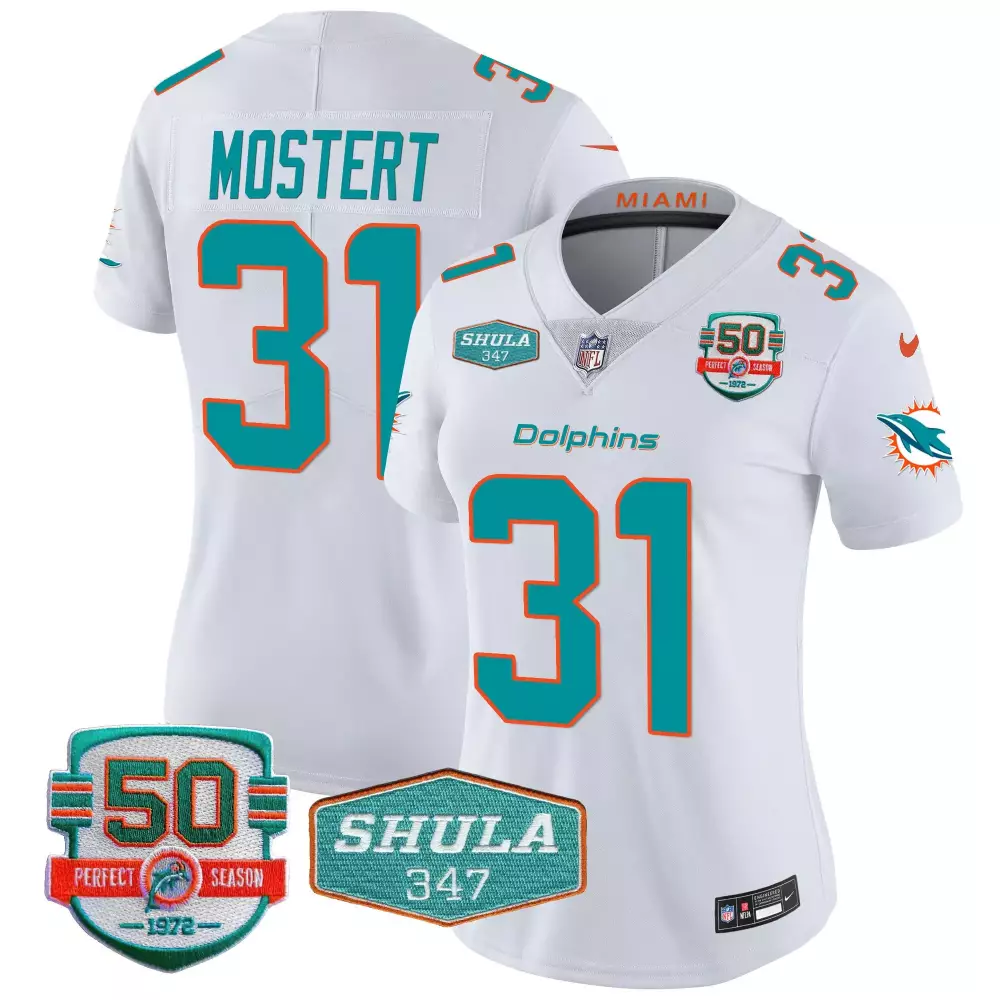 Raheem Mostert 31 Miami Dolphins Jersey White 50th Perfect Season 1972 Shula 347