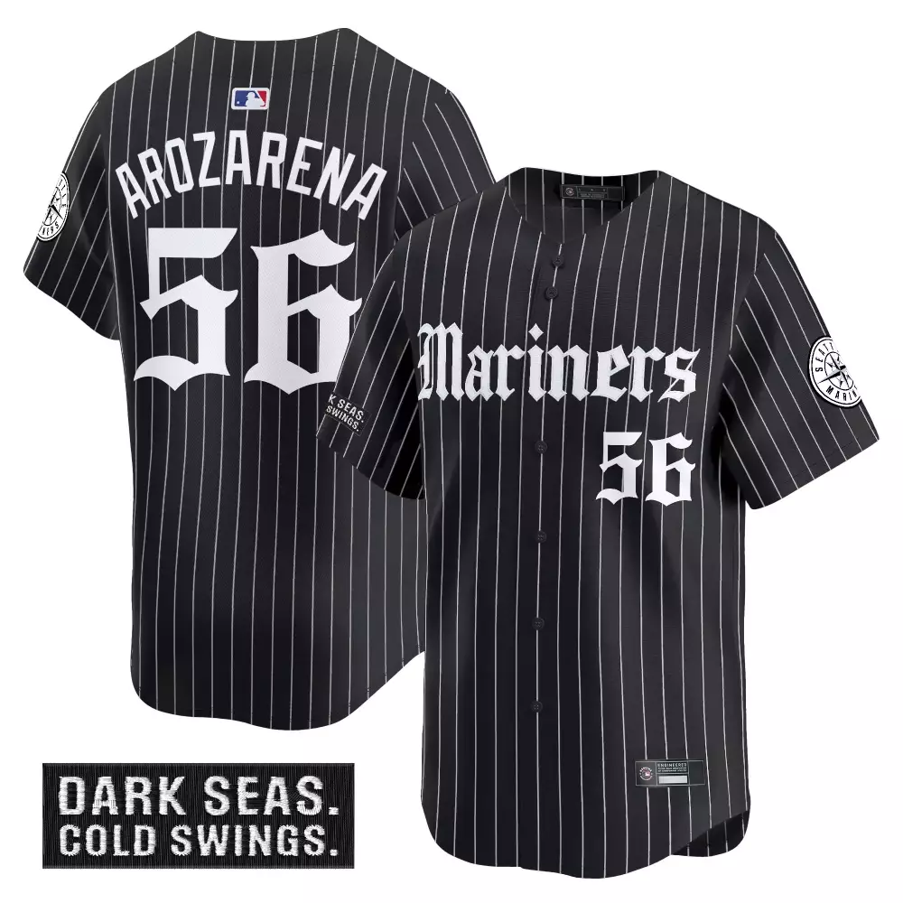 Arozarena Seas 56 Mariners Jersey Black Dark Seattle Men White Stitched Vapor