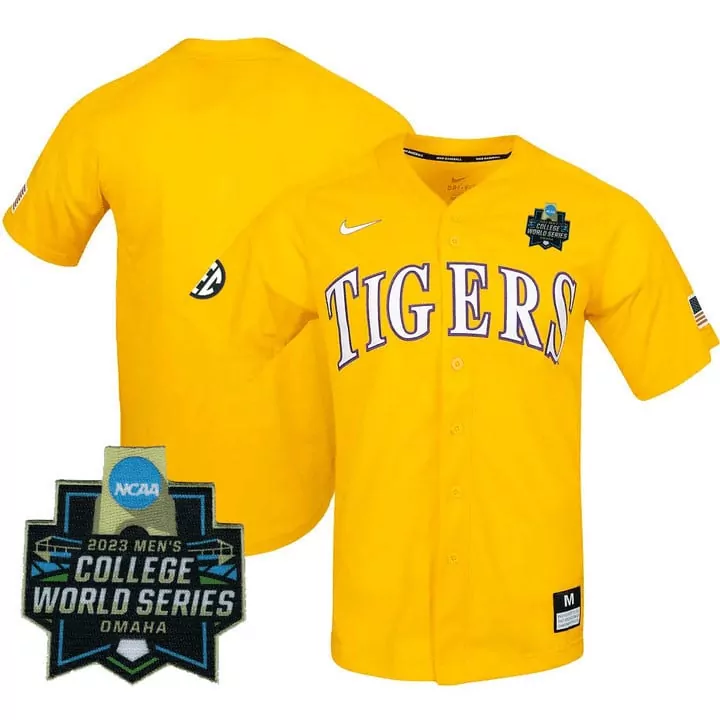 College Tigers Jersey Yellow 2023 Men's World Series Men White Purple All Stitched