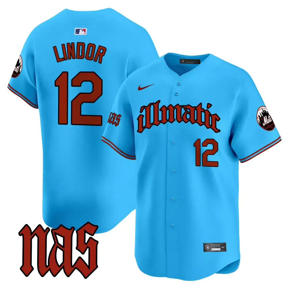 Francisco Lindor 12 Mets Jersey Light Blue Illmatic Men Alternate Red Navy Vapor