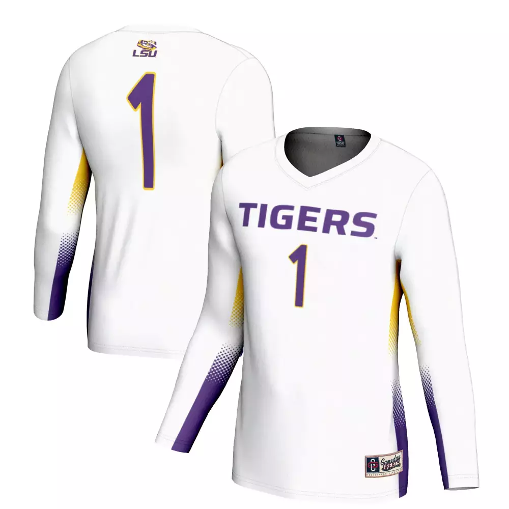 Lsu 1 Jersey White Volleyball Purple Yellow Custom All Stitched Vapor