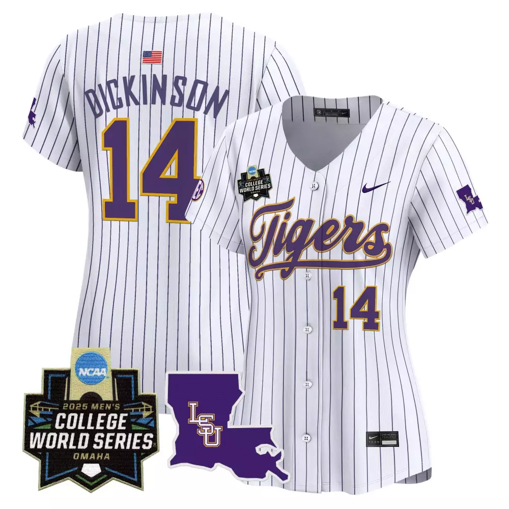 Dickinson College 14 Lsu Tigers Jersey White 2025 Men's World Series Men Purple Vapor