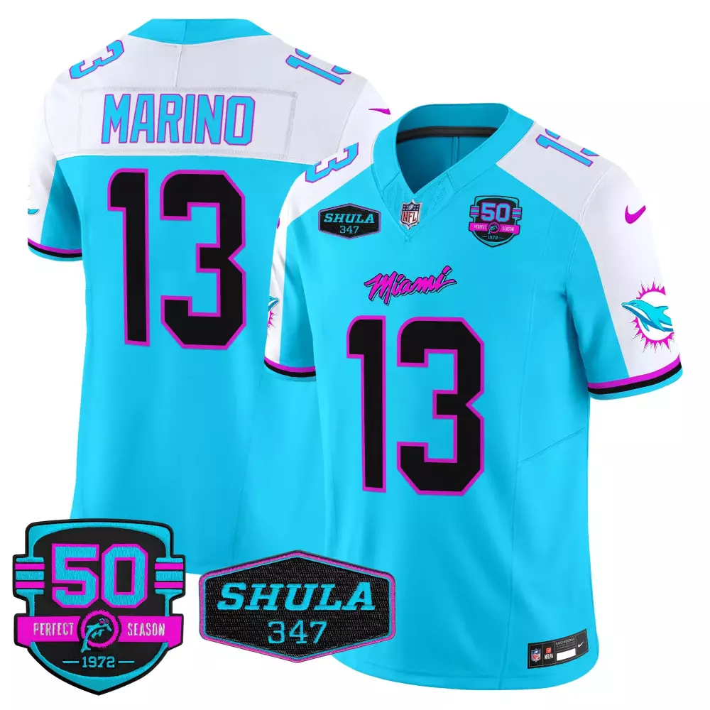Dan Marino 13 Miami Dolphins Jersey Aqua Perfect Season 50 1972 Shula 347 Men Throwback