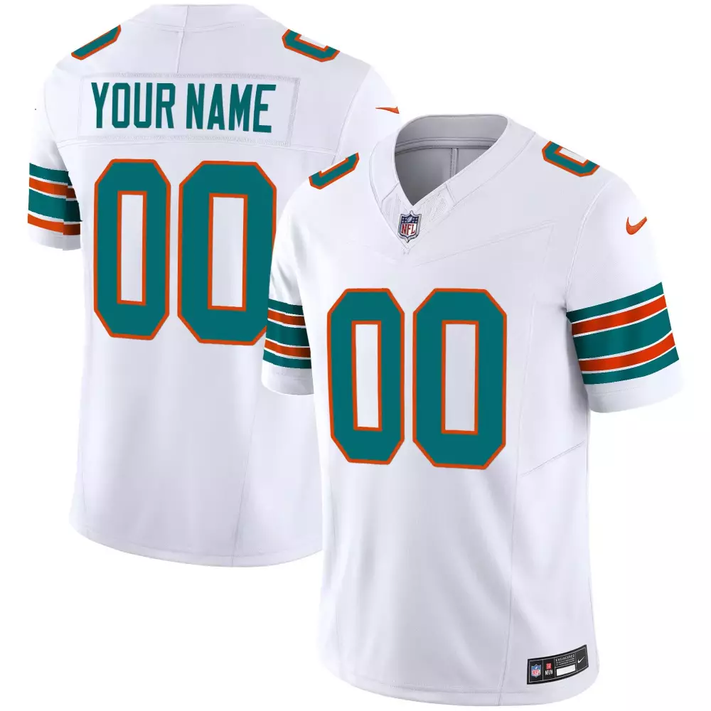 Custom Miami Dolphins Jersey White Men Teal Orange Alternate Vapor Limited All Stitched