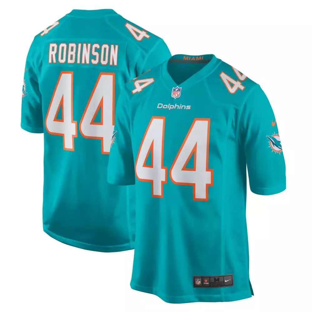 Chop Robinson 44 Dolphins Jersey Teal Men Player Orange White Game