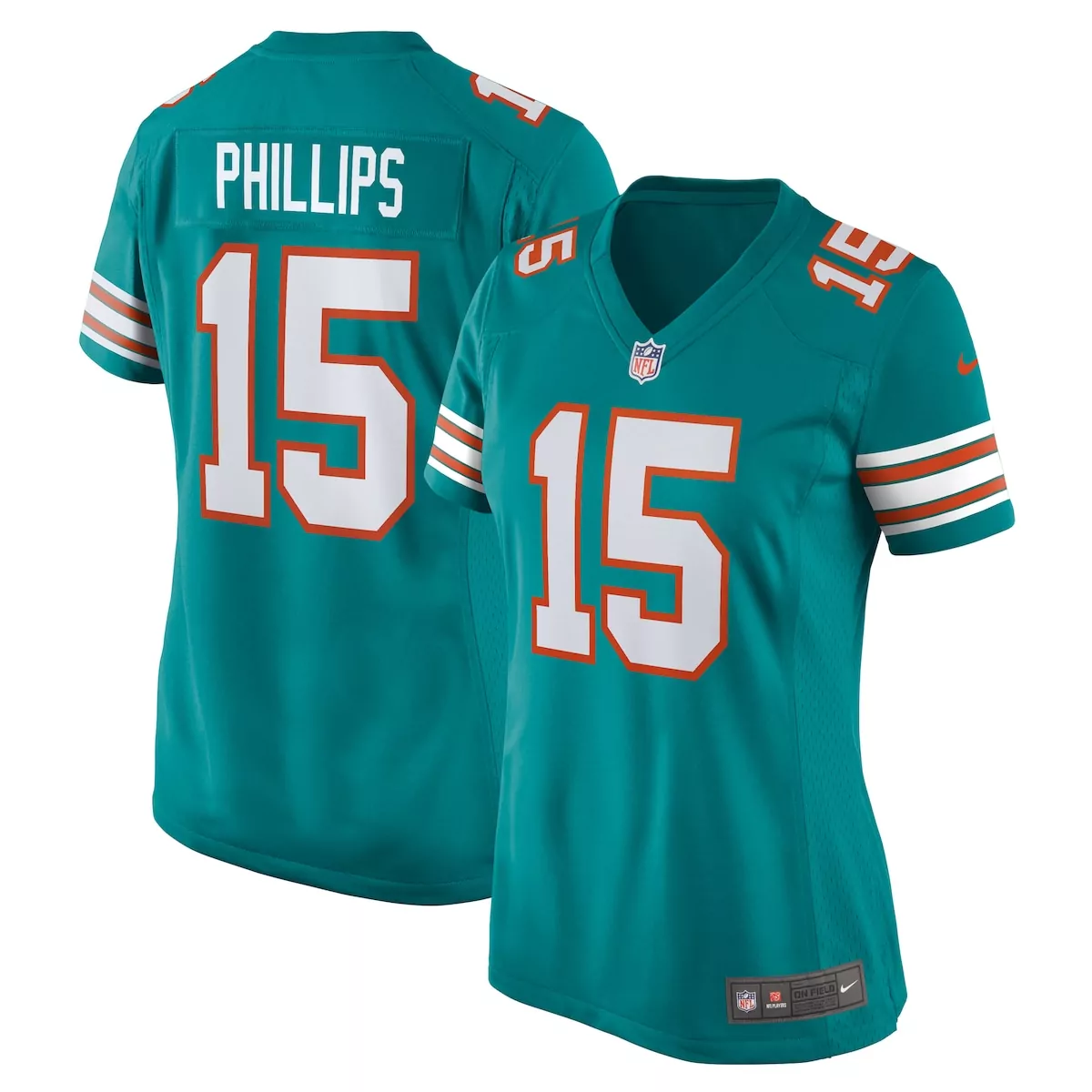 Jaelan Phillips 15 Miami Dolphins Jersey Teal Women Standard Orange White Alternate