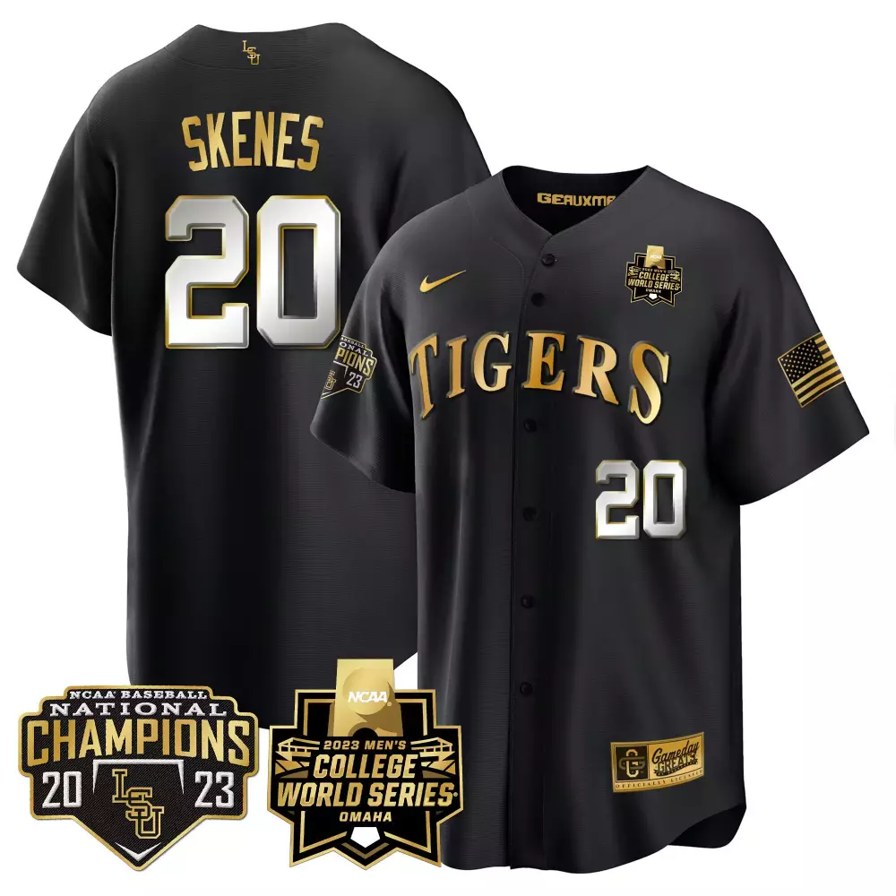 Paul Skenes 20 Lsu Tigers Jersey Black 2023 College World Series Baseball National Champions