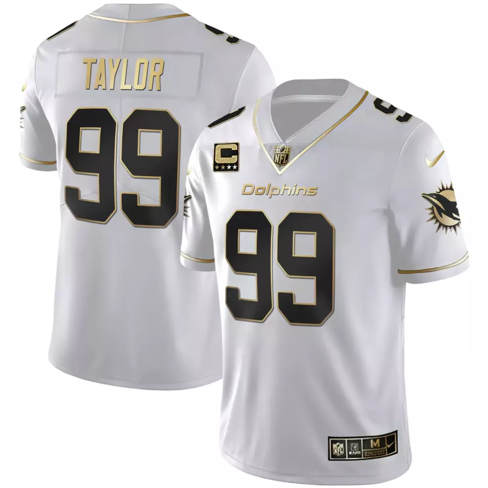 Jason Taylor 99 Dolphins Jersey White Men Standard Alternate Black Gold All Stitched