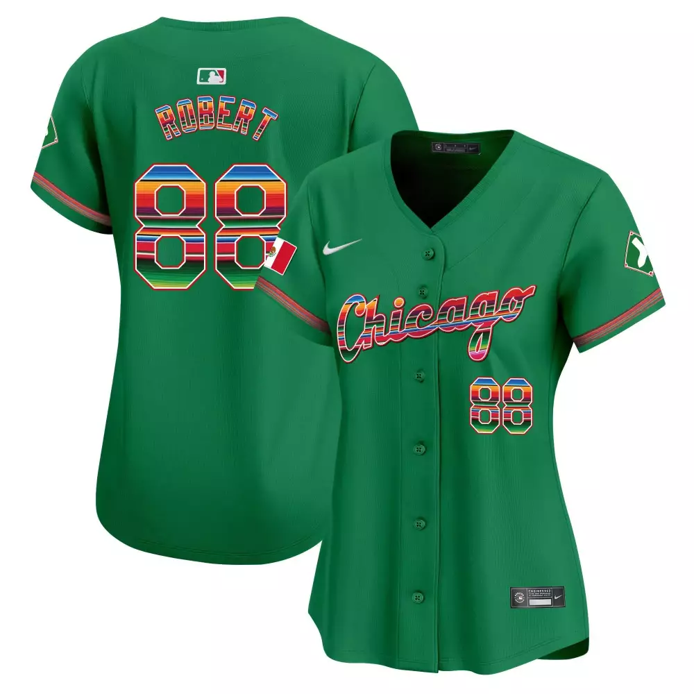 Luis Robert Jr. 88 Chicago Jersey Green City Connect Custom Design Red Yellow Blue