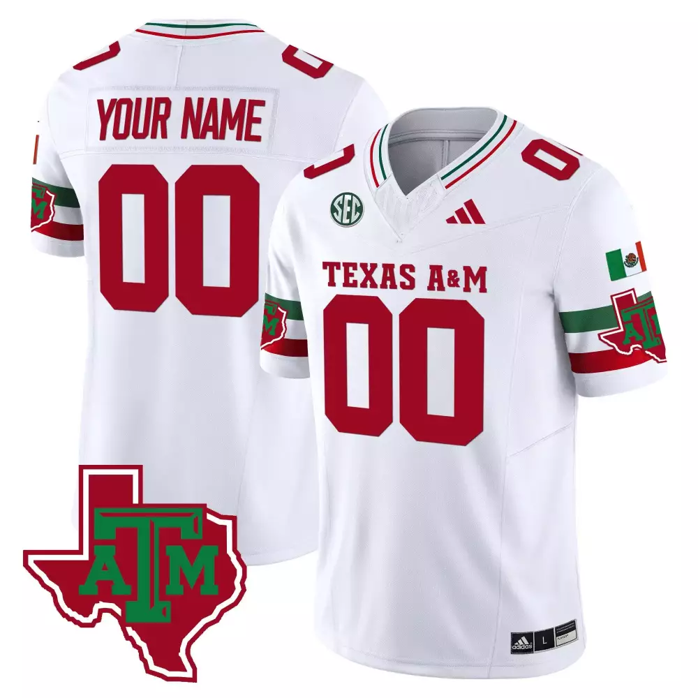 Custom Texas A&m Jersey White 2023 Men Maroon Green Red Vapor All Stitched