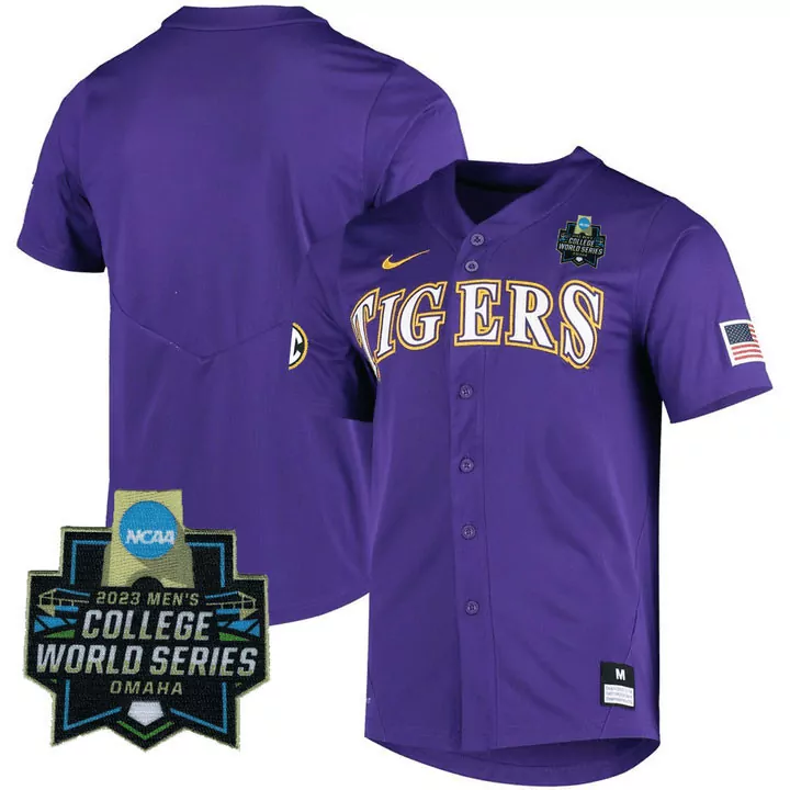 College Lsu Tigers Jersey Purple 2023 World Series Men Yellow White All Stitched