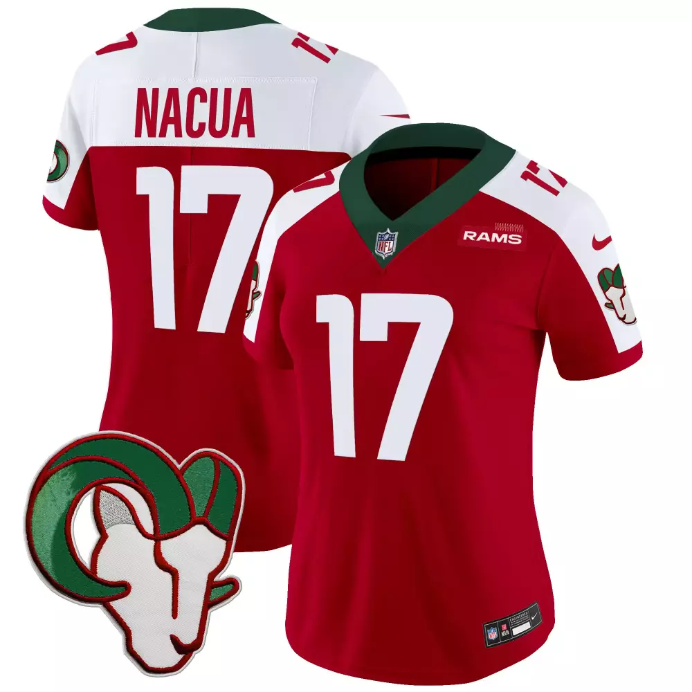 Puka Nacua 17 Rams Jersey Red Men Standard Alternate White Green Vapor Limited All