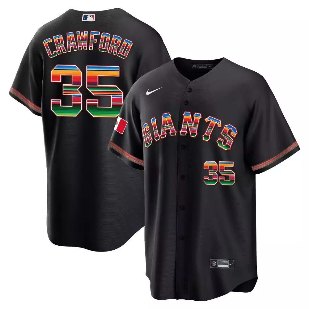 Brandon Crawford 35 Giants Jersey Black City Connect Mexico Flag Men Split Design