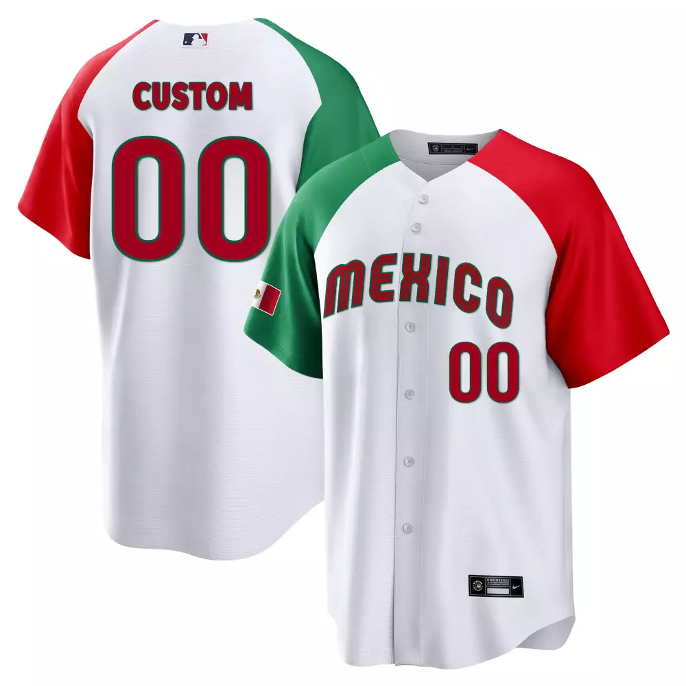 Custom Mexico Jersey White Split Green Red All Stitched Vapor