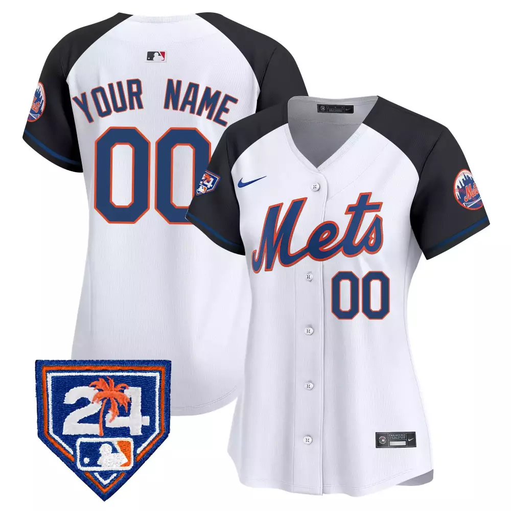 Custom Mets Jersey White Split Design Blue Orange Black Alternate Vapor Premier Limited
