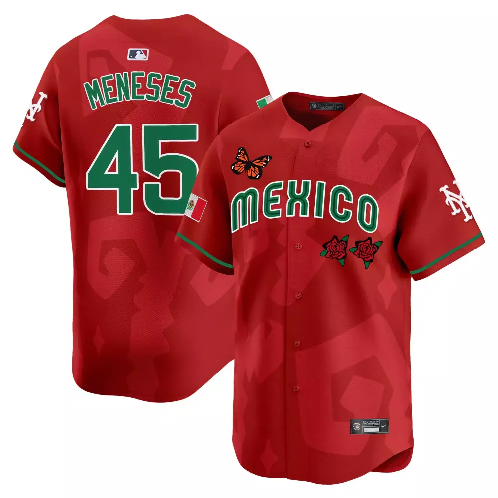 Meneses Mexico 45 Jersey Red National Team Flag Men Custom Design Green Vapor Embroidered