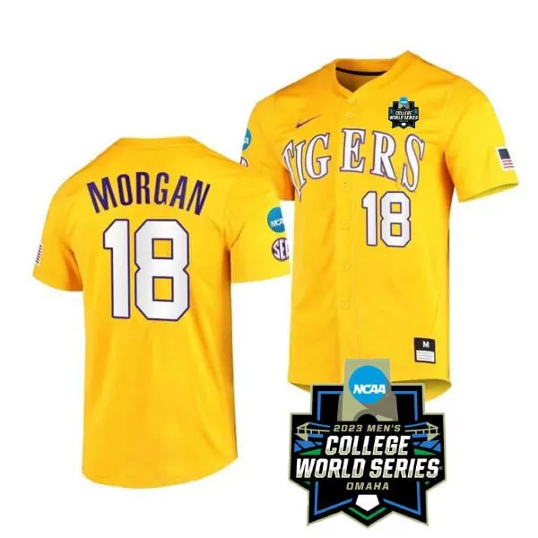 Tre Morgan 18 Lsu Tigers Jersey Yellow Men Purple White All Stitched