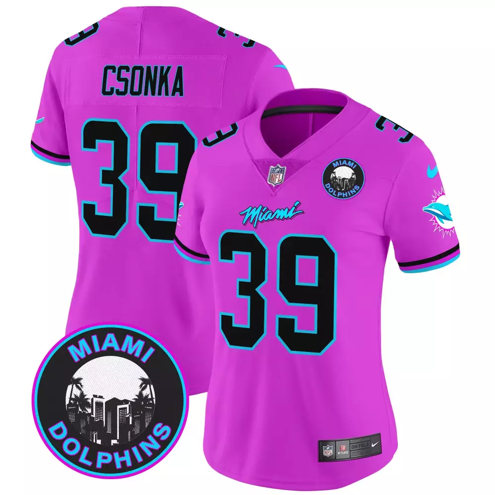 Larry Csonka 39 Miami Dolphins Jersey Pink Men Alternate Black Aqua Vapor Limited