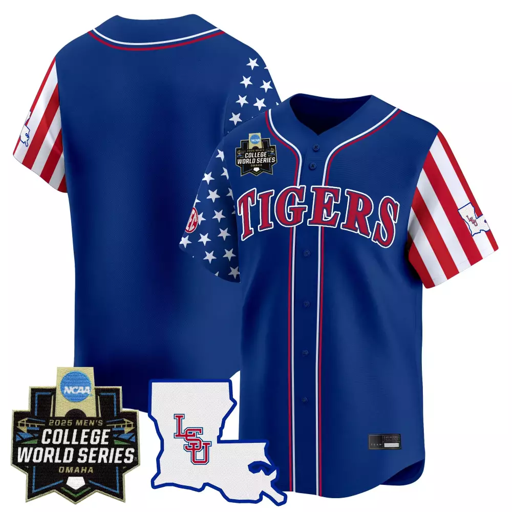 College Lsu Tigers Jersey Blue Men Alternate Split Design White Red Vapor Embroidered