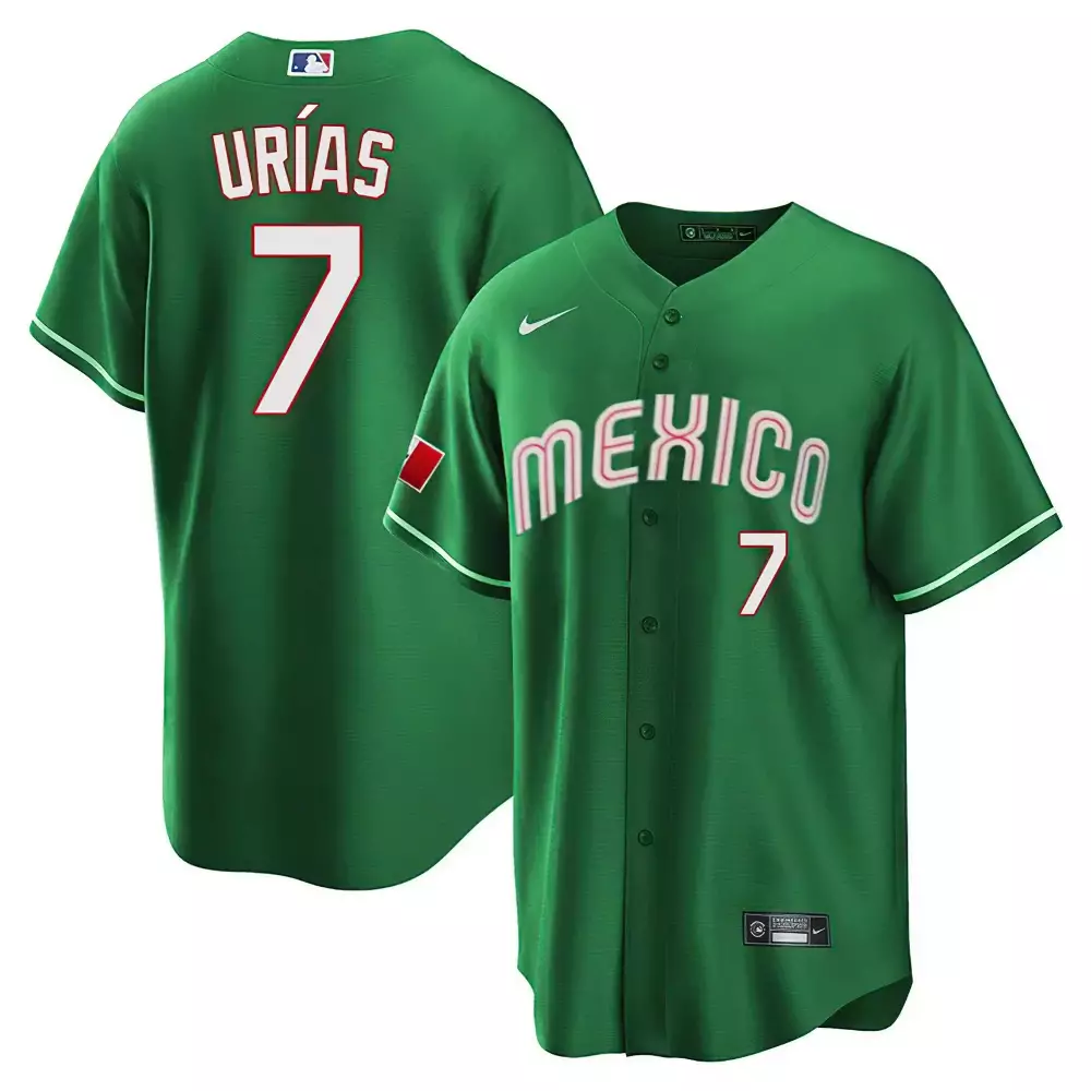 Julio Uras 7 Mexico Jersey Green Men White Pink All Stitched Vapor
