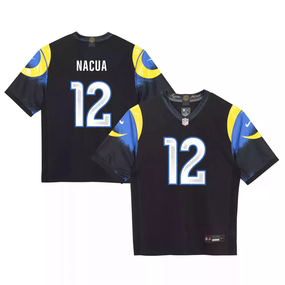 Peach Colorway 12 Rams Jersey Black Men Game White Blue Yellow All Stitched Vapor