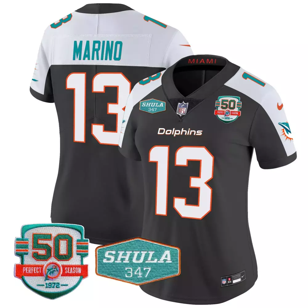 Dan Marino 13 Miami Dolphins Jersey Dark Gray 50th Perfect Season 1972 Shula 347
