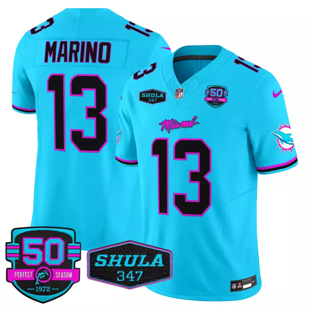 Dan Marino 13 Miami Dolphins Jersey Aqua Perfect Season 50 1972 Shula 347 Men Standard
