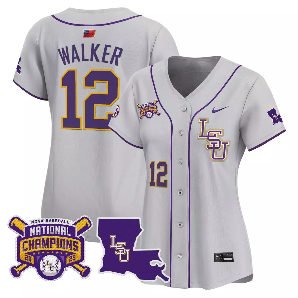 Walter Mathis Jr. 12 Lsu Jersey Grey Baseball National Champions 2023 Women Purple