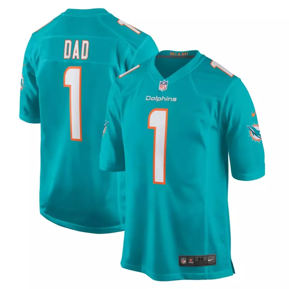 Undefeated Aqua 1 Dolphins Jersey Teal Men NFL Orange White Game