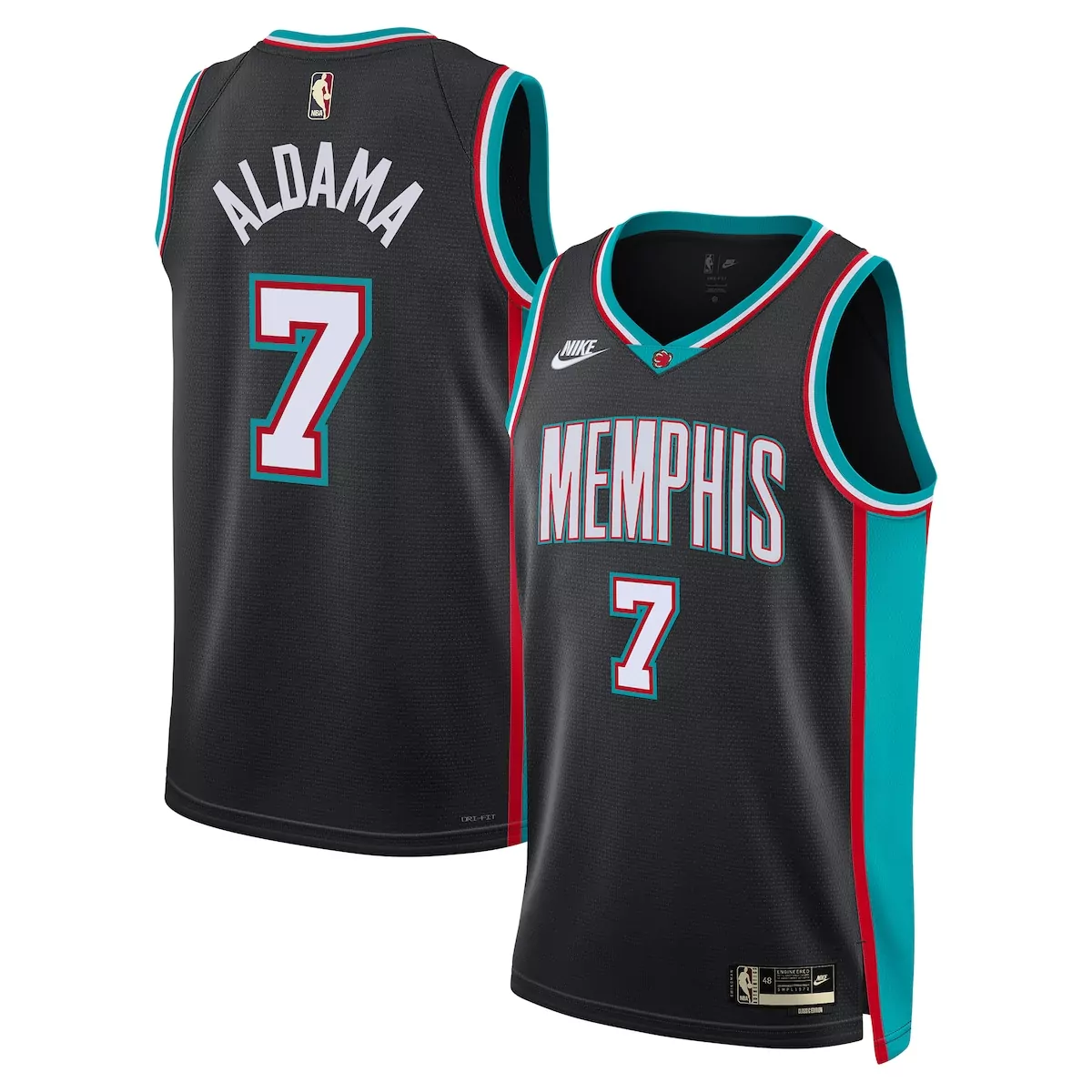 Santi Aldama 7 Memphis Grizzlies Jersey Black Men NBA Teal Red White Classic Unisex