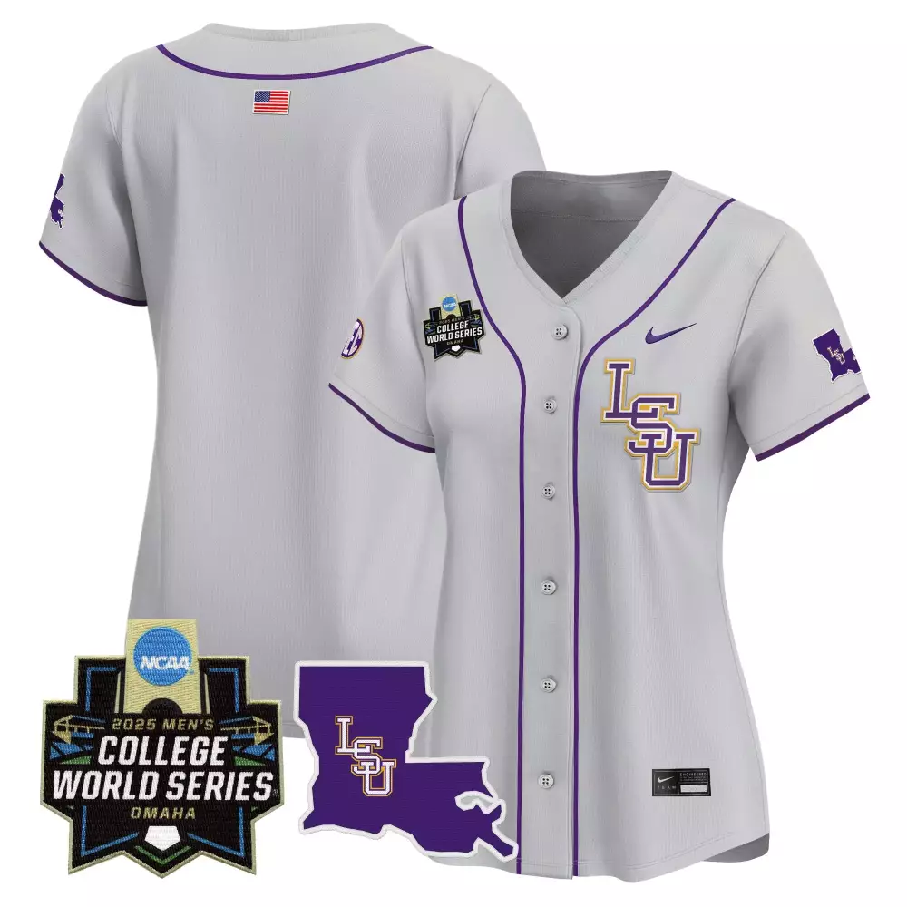 Custom Lsu Jersey White College World Series 2025 Women Purple Gold Vapor Premier