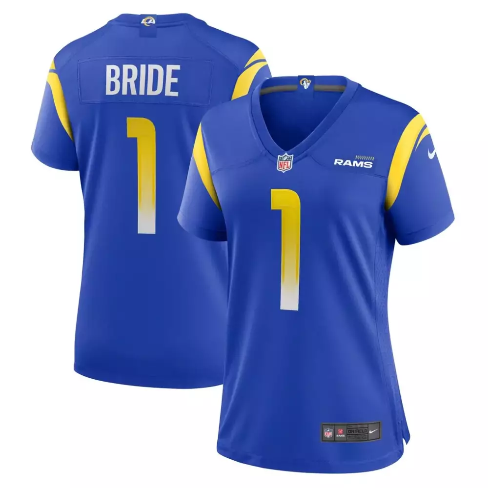 Bride 1 Rams Jersey Royal Blue Women Nike NFL Yellow White Game