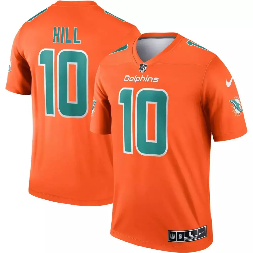 Tyreek Hill 10 Miami Dolphins Jersey Orange Men Player Teal All Stitched