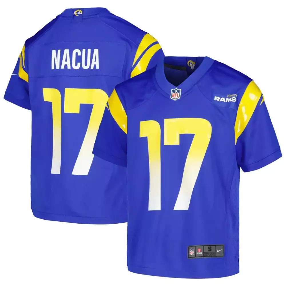 Puka Nacua 17 Rams Jersey Blue Men Replica Yellow White Game