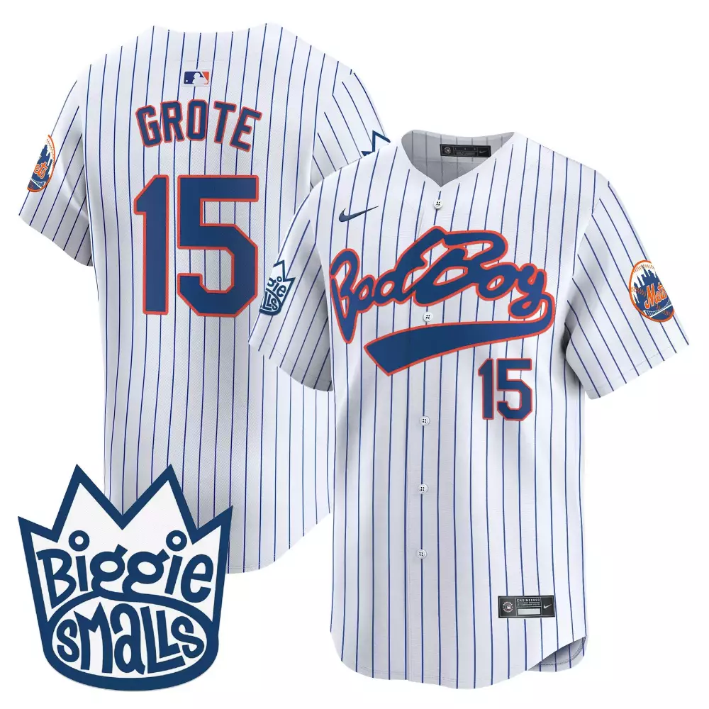 Jerry Grote 15 New York Mets Jersey White Biggie Smalls Men Blue Orange Vapor Premier
