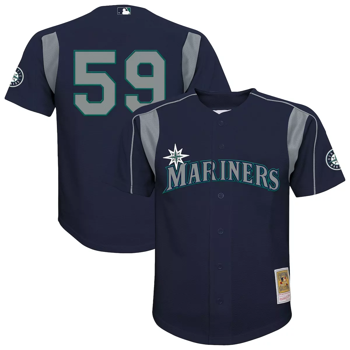 Felix Hernandez 59 Mariners Jersey Navy Men Gray Teal Cooperstown Collection