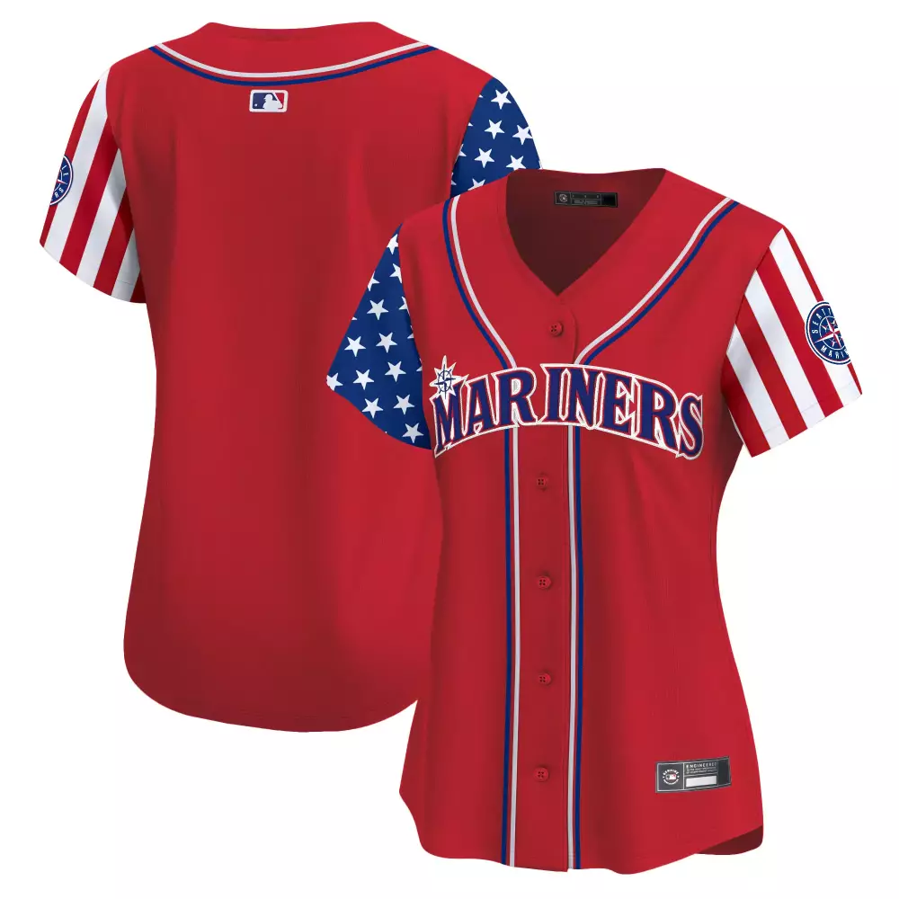 Mariners Jersey Red Women Split Design White Blue Vapor Stitched Embroidered