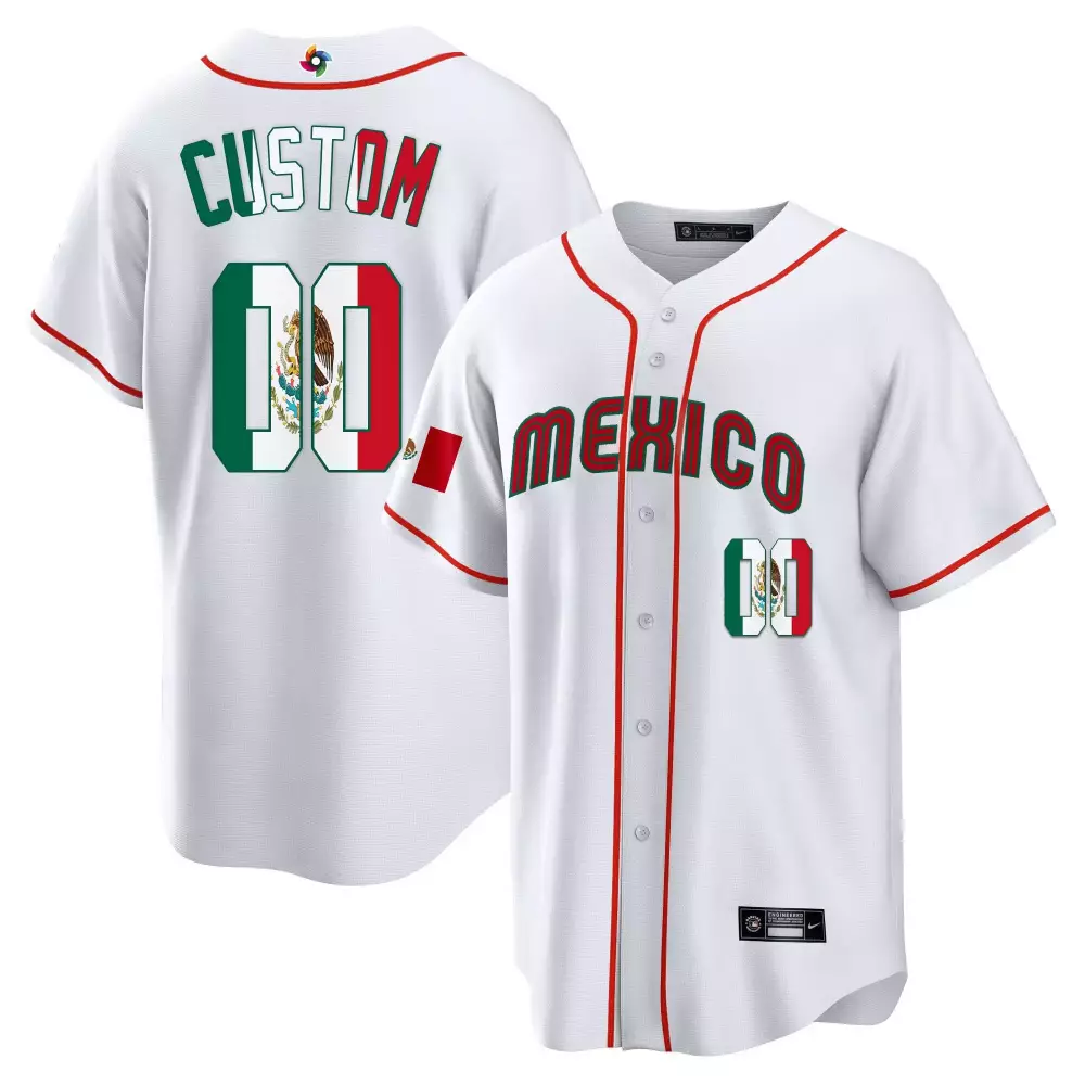 Custom Mexico Jersey White Red Green All Stitched Vapor