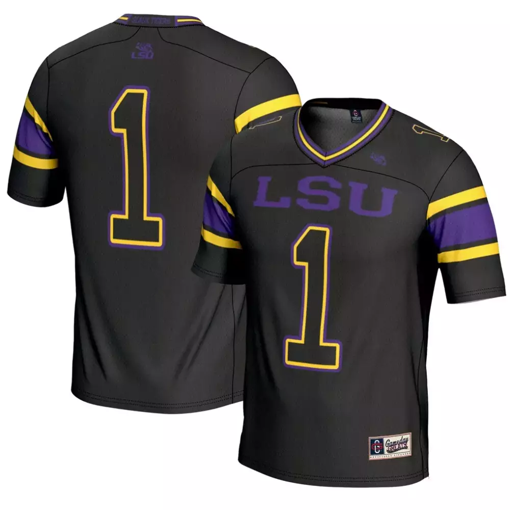 Custom Lsu 1 Jersey Black Purple Yellow Gameday